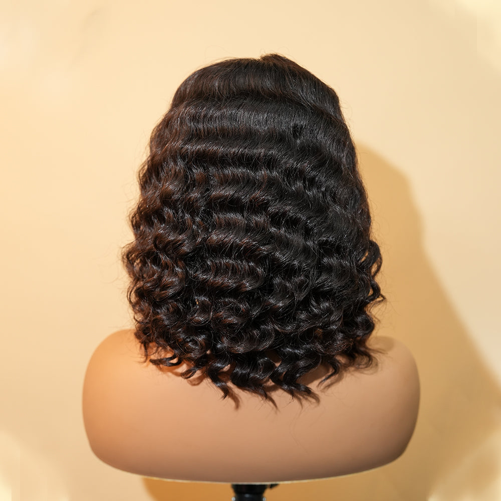 XBL Hair Miss Fantastic 10 Inch 12 Inch Bob Wig 5x5 HD Lace Deep Wave Bleached Knots Bob Human Hair
