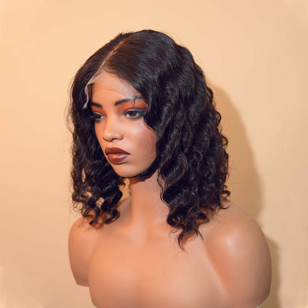XBL Hair Miss Fantastic 10 Inch 12 Inch Bob Wig 5x5 HD Lace Deep Wave Bleached Knots Bob Human Hair