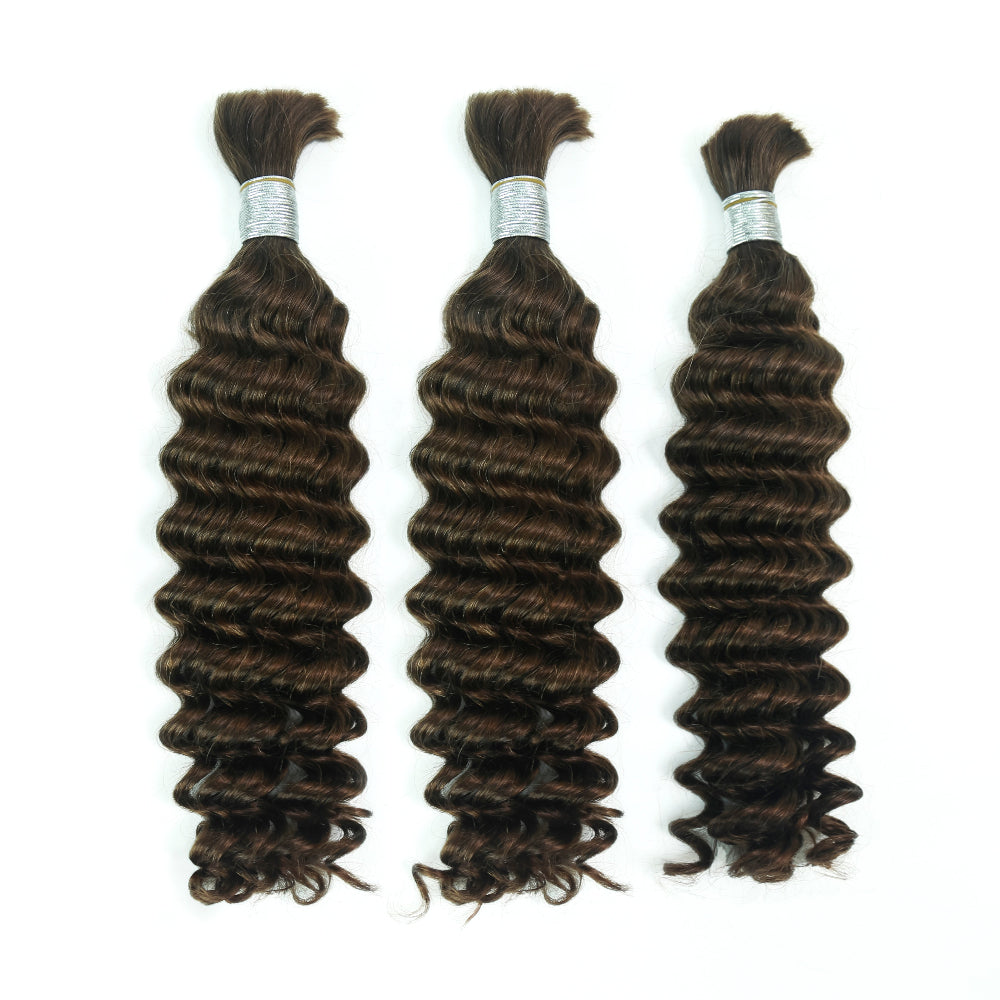XBLhair Braiding Hair #2 Colored Deep Wave Braiding Hair Bulk Human Hair for Braiding