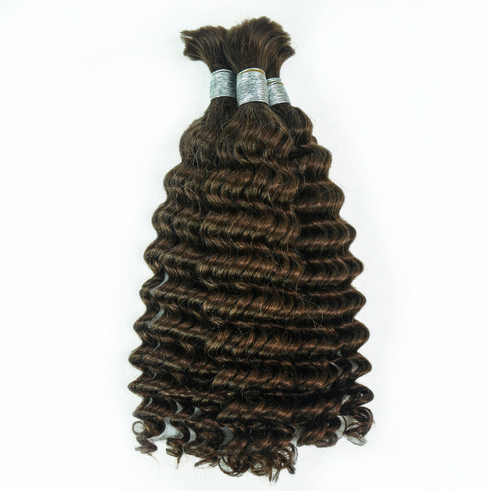 XBLhair Braiding Hair #2 Colored Deep Wave Braiding Hair Bulk Human Hair for Braiding