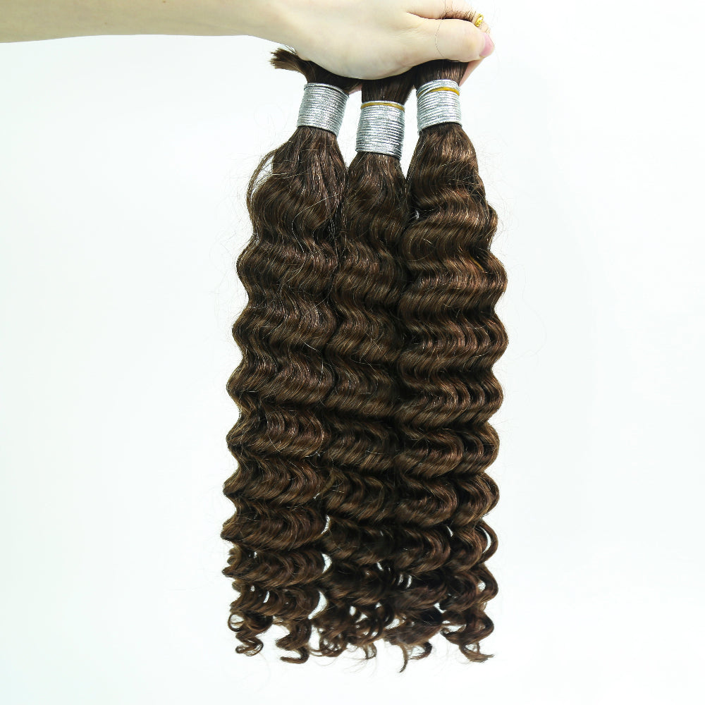 XBLhair Braiding Hair #2 Colored Deep Wave Braiding Hair Bulk Human Hair for Braiding