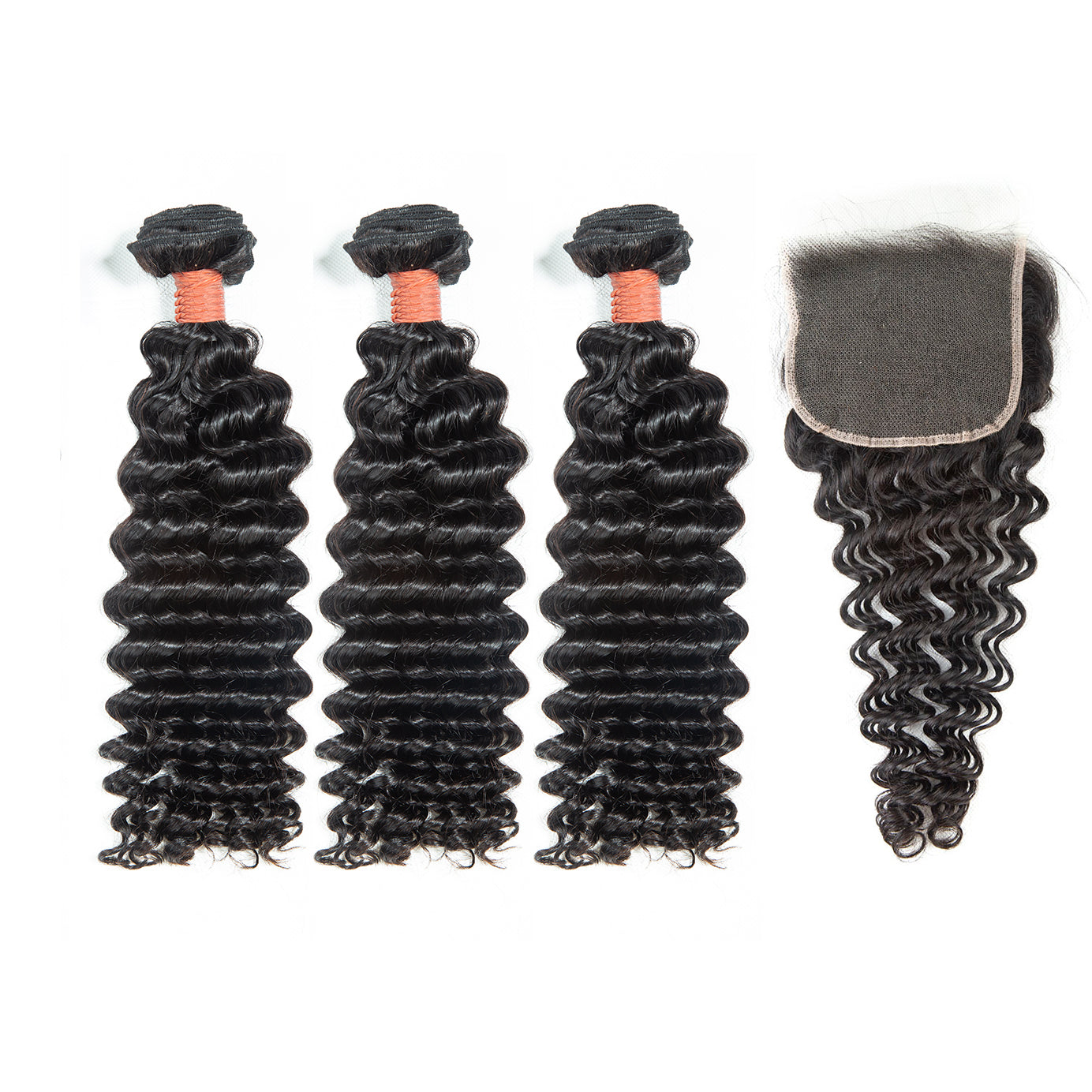 XBL HairMiss Flawless / Lovely / Pretty Soft And Full Deep Wave Hair 3 Bundles with 5x5 Lace Closure