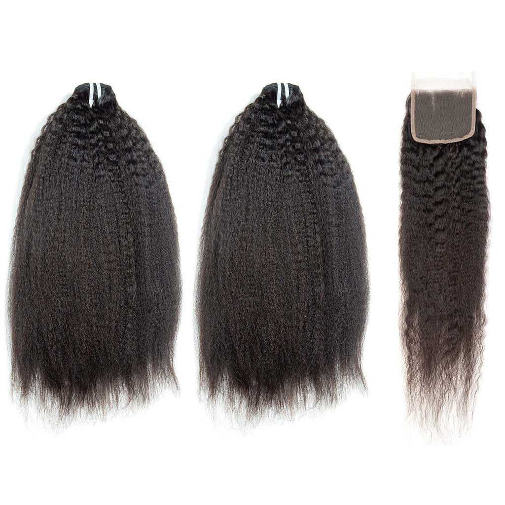 XBL Hair Miss Flawless / Lovely / Pretty Kinky Straight Human Hair Bundles with 5x5 Closure
