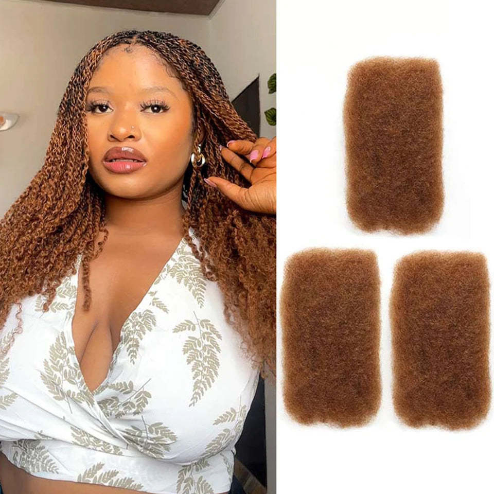 Sleek Highlight Braids Afro Kinky Bulk Hair No Attachment QVR Afro Curly Bulk Human Hair For Braiding Brazilian Remy Dreadlock