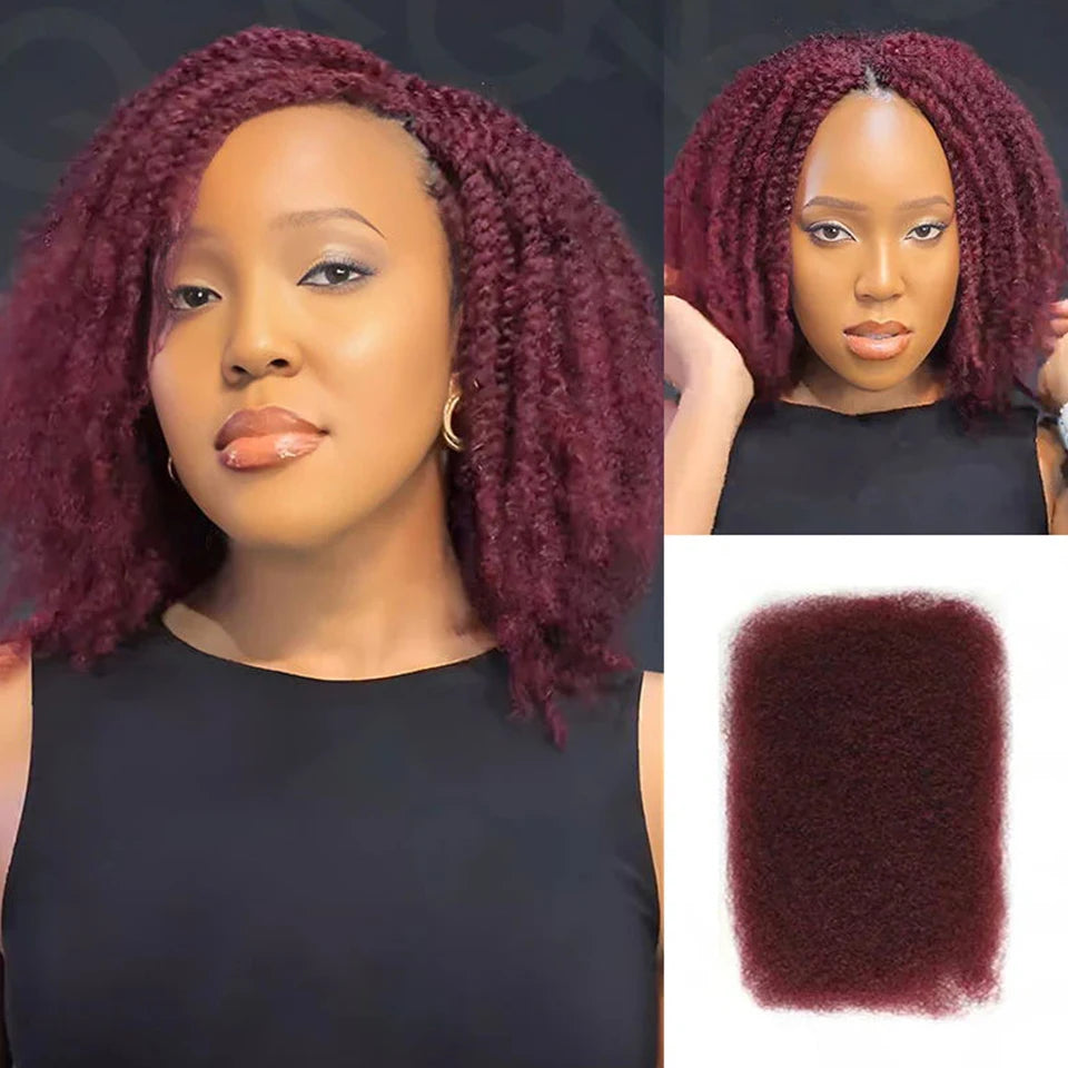 Sleek Highlight Braids Afro Kinky Bulk Hair No Attachment QVR Afro Curly Bulk Human Hair For Braiding Brazilian Remy Dreadlock