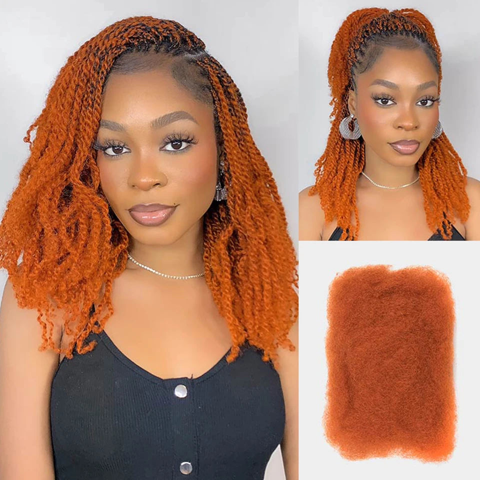 Sleek Highlight Braids Afro Kinky Bulk Hair No Attachment QVR Afro Curly Bulk Human Hair For Braiding Brazilian Remy Dreadlock