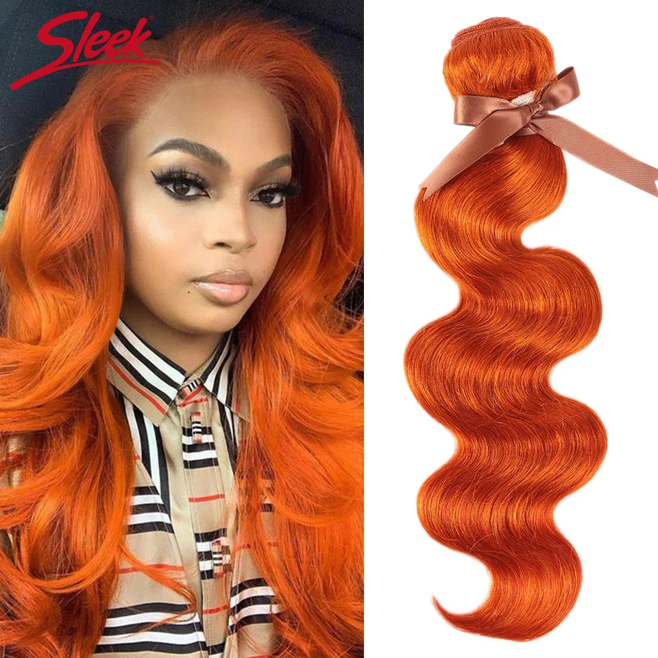 Sleek Brazilian Hair Weave Bundles Body Wave Bundles Blonde Hair Bundles 100% Remy Orange Human Hair Extension 3/4 Bundles