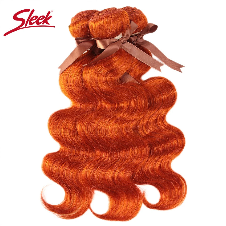 Sleek Brazilian Hair Weave Bundles Body Wave Bundles Blonde Hair Bundles 100% Remy Orange Human Hair Extension 3/4 Bundles