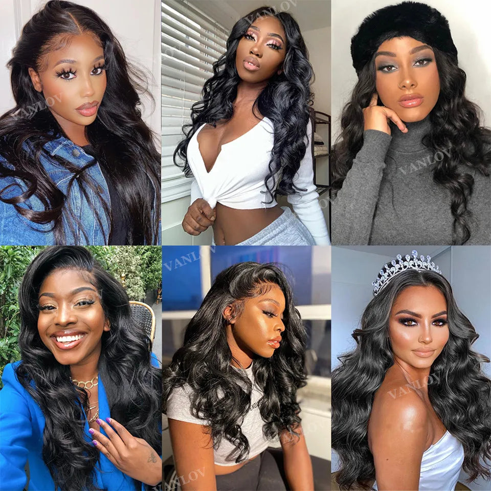 Vanlov Brazilian Body Wave Hair Bundles Human Hair Weave Bundles Natural Black/Jet Black 1/3/4 Piece 8-30” Remy Hair Extensions