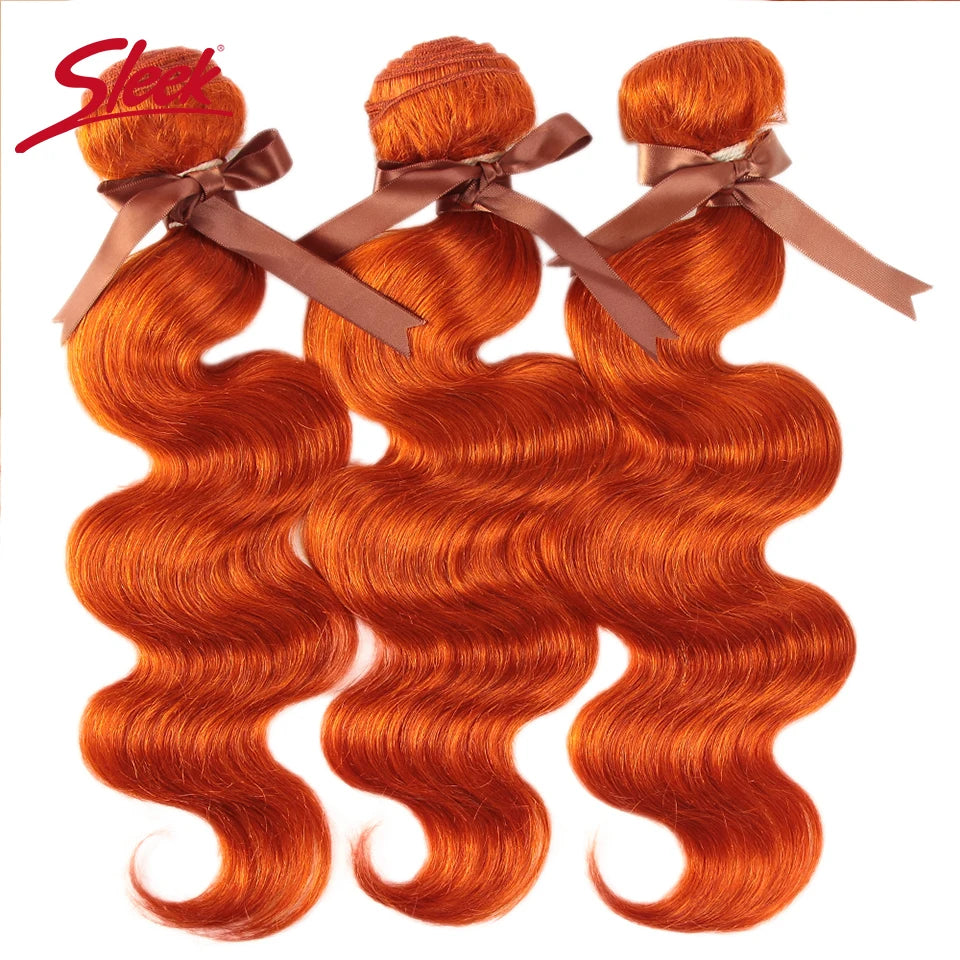 Sleek Brazilian Hair Weave Bundles Body Wave Bundles Blonde Hair Bundles 100% Remy Orange Human Hair Extension 3/4 Bundles