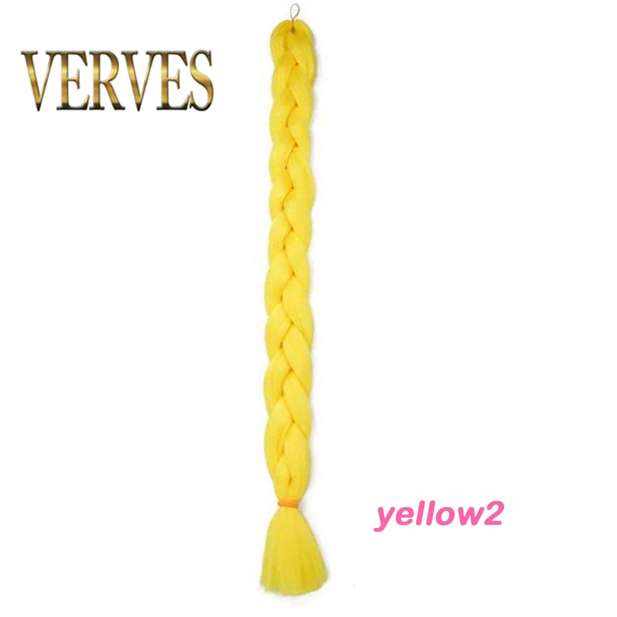 VERVES Braiding Hair 100 cm Synthetic Heat Fiber Braid 165g/Piece Women Pure Color Jumbo Braid Hair Extensions Pink