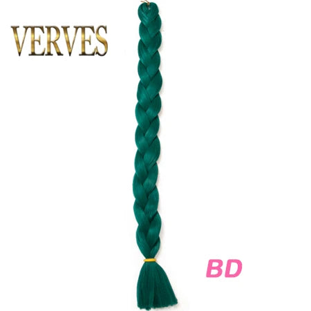 VERVES Braiding Hair 100 cm Synthetic Heat Fiber Braid 165g/Piece Women Pure Color Jumbo Braid Hair Extensions Pink