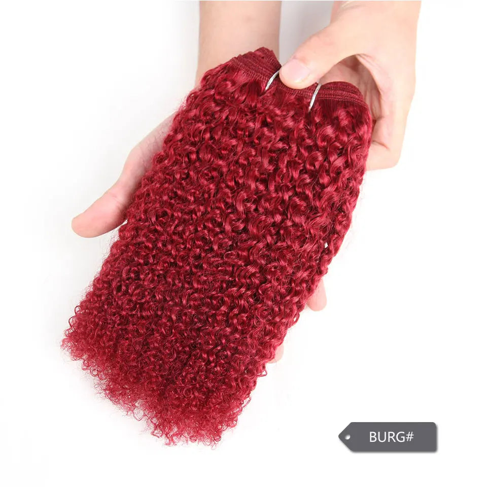 Sleek Afro Kinky Weave Curly Hair Peruvian Human Hair Weave Bundles Deal  #1B #2 #4 Brown Remy Hair Extension