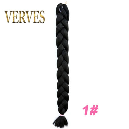 VERVES Braiding Hair 100 cm Synthetic Heat Fiber Braid 165g/Piece Women Pure Color Jumbo Braid Hair Extensions Pink