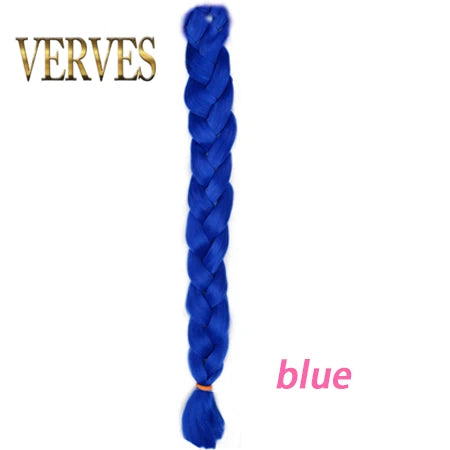VERVES Braiding Hair 100 cm Synthetic Heat Fiber Braid 165g/Piece Women Pure Color Jumbo Braid Hair Extensions Pink