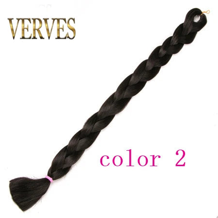 VERVES Braiding Hair 100 cm Synthetic Heat Fiber Braid 165g/Piece Women Pure Color Jumbo Braid Hair Extensions Pink