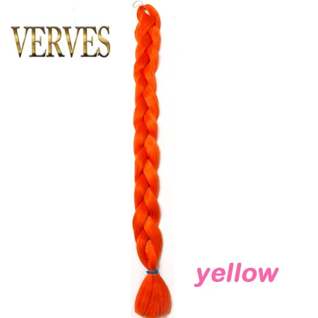 VERVES Braiding Hair 100 cm Synthetic Heat Fiber Braid 165g/Piece Women Pure Color Jumbo Braid Hair Extensions Pink