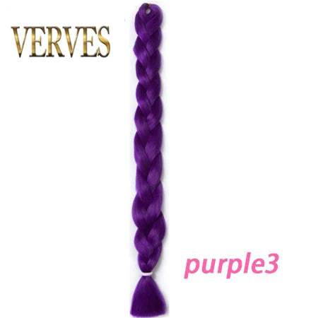 VERVES Braiding Hair 100 cm Synthetic Heat Fiber Braid 165g/Piece Women Pure Color Jumbo Braid Hair Extensions Pink