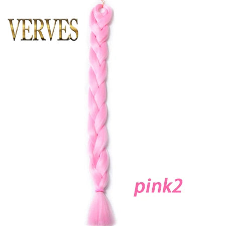 VERVES Braiding Hair 100 cm Synthetic Heat Fiber Braid 165g/Piece Women Pure Color Jumbo Braid Hair Extensions Pink