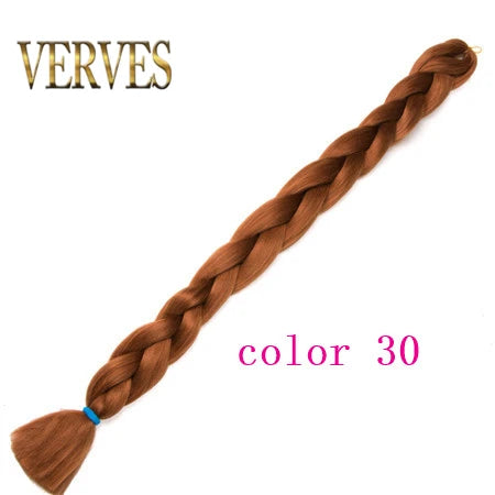 VERVES Braiding Hair 100 cm Synthetic Heat Fiber Braid 165g/Piece Women Pure Color Jumbo Braid Hair Extensions Pink