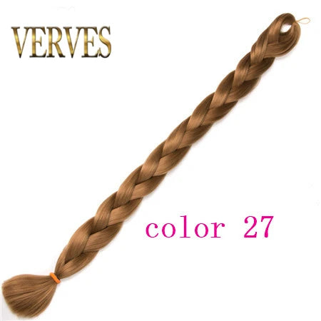 VERVES Braiding Hair 100 cm Synthetic Heat Fiber Braid 165g/Piece Women Pure Color Jumbo Braid Hair Extensions Pink