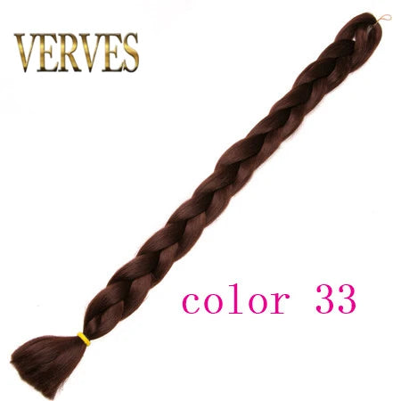 VERVES Braiding Hair 100 cm Synthetic Heat Fiber Braid 165g/Piece Women Pure Color Jumbo Braid Hair Extensions Pink