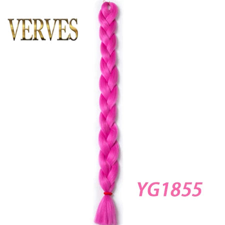 VERVES Braiding Hair 100 cm Synthetic Heat Fiber Braid 165g/Piece Women Pure Color Jumbo Braid Hair Extensions Pink