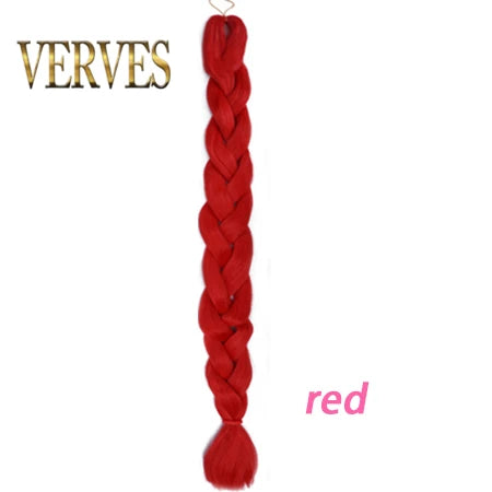 VERVES Braiding Hair 100 cm Synthetic Heat Fiber Braid 165g/Piece Women Pure Color Jumbo Braid Hair Extensions Pink