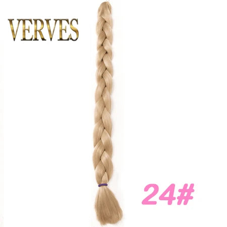 VERVES Braiding Hair 100 cm Synthetic Heat Fiber Braid 165g/Piece Women Pure Color Jumbo Braid Hair Extensions Pink