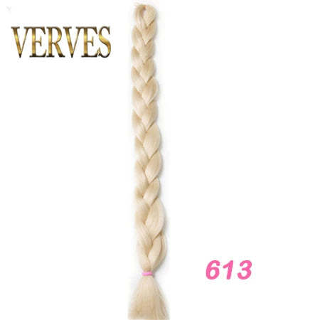 VERVES Braiding Hair 100 cm Synthetic Heat Fiber Braid 165g/Piece Women Pure Color Jumbo Braid Hair Extensions Pink