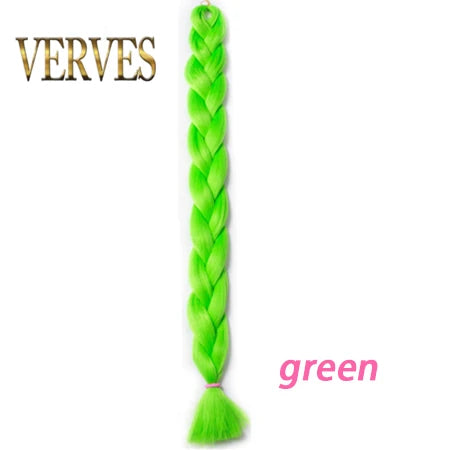 VERVES Braiding Hair 100 cm Synthetic Heat Fiber Braid 165g/Piece Women Pure Color Jumbo Braid Hair Extensions Pink