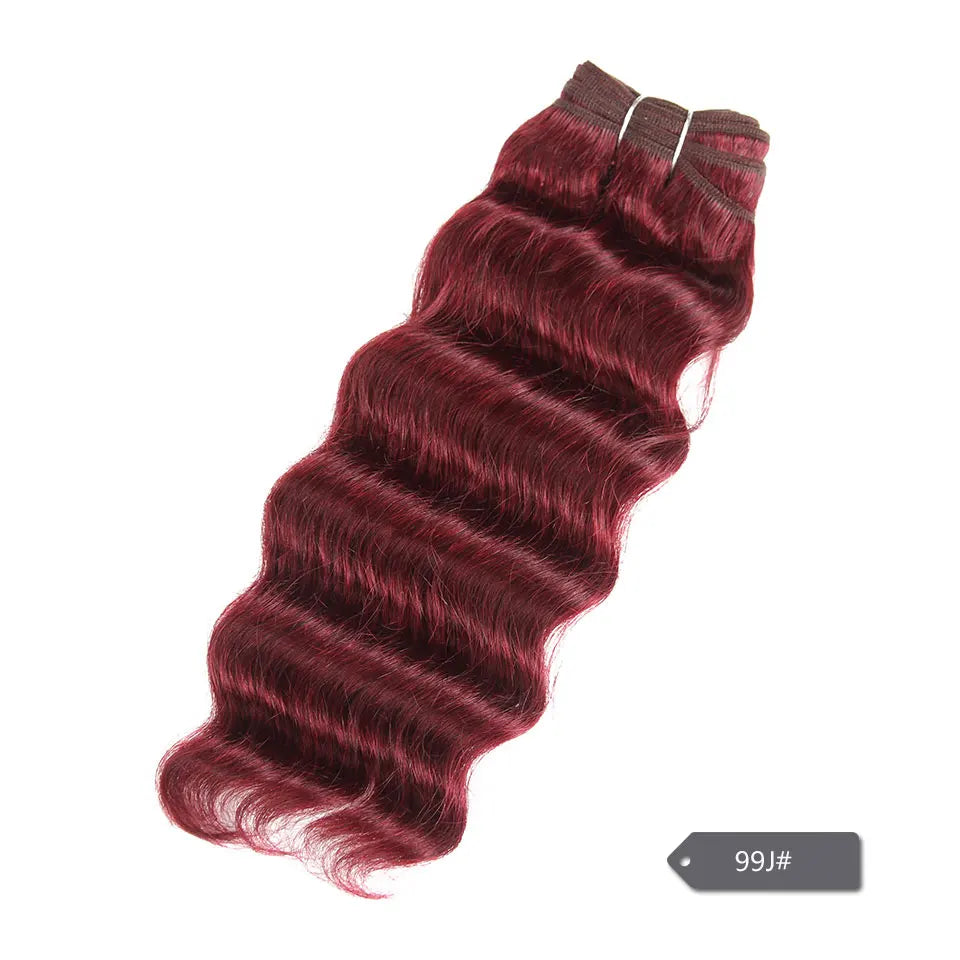 Sleek Brazilian Deep Wave Human Hair Weave Bundles Deal Nature Deep Wave Hair 1 Piece Only  27 99J Burgundy Remy Hair Extension