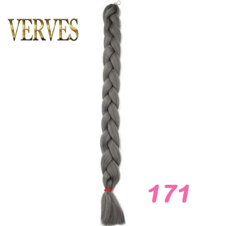 VERVES Braiding Hair 100 cm Synthetic Heat Fiber Braid 165g/Piece Women Pure Color Jumbo Braid Hair Extensions Pink