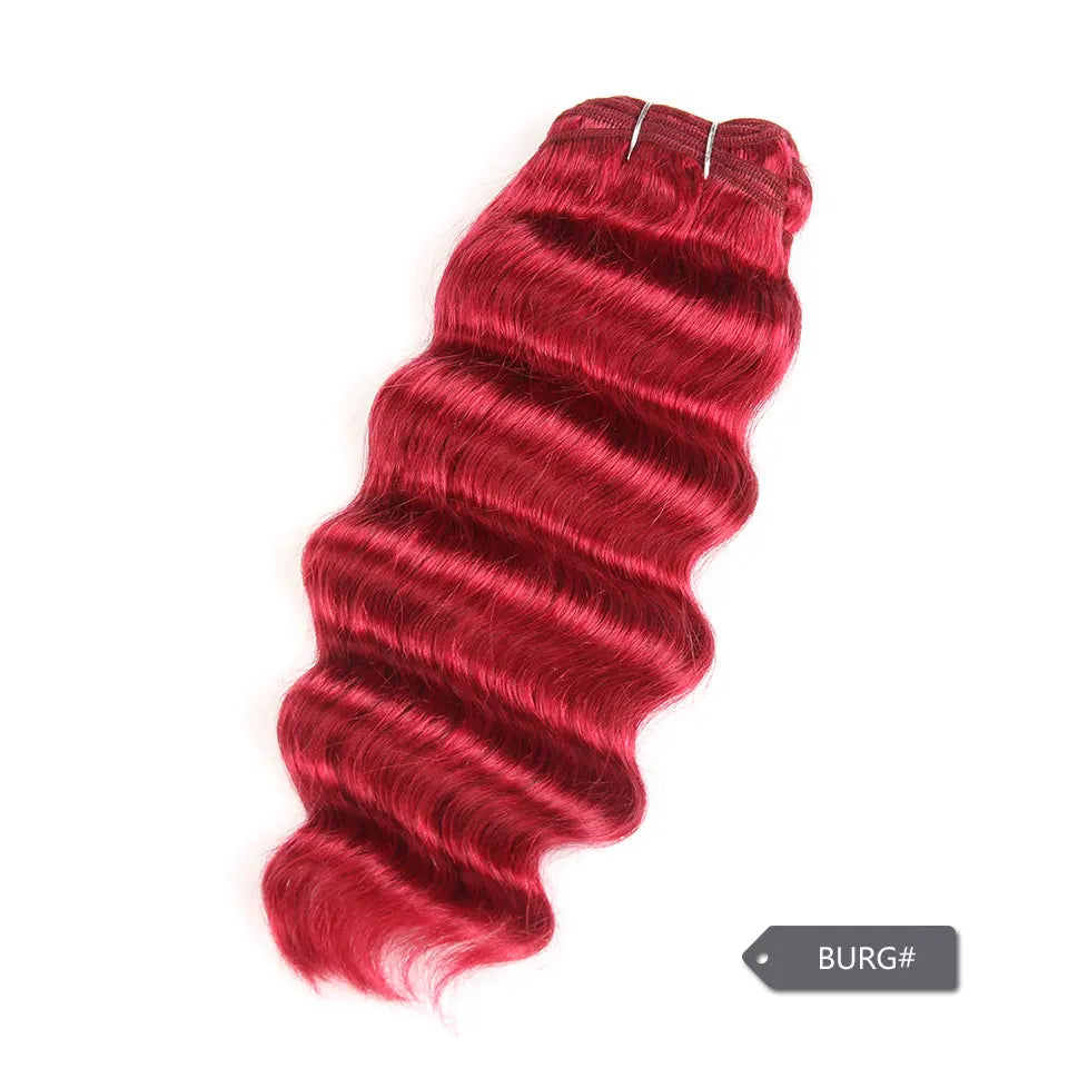 Sleek Brazilian Deep Wave Human Hair Weave Bundles Deal Nature Deep Wave Hair 1 Piece Only  27 99J Burgundy Remy Hair Extension