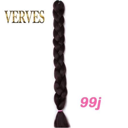 VERVES Braiding Hair 100 cm Synthetic Heat Fiber Braid 165g/Piece Women Pure Color Jumbo Braid Hair Extensions Pink