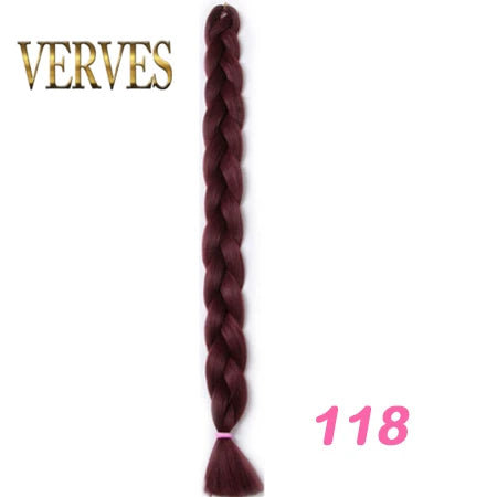 VERVES Braiding Hair 100 cm Synthetic Heat Fiber Braid 165g/Piece Women Pure Color Jumbo Braid Hair Extensions Pink