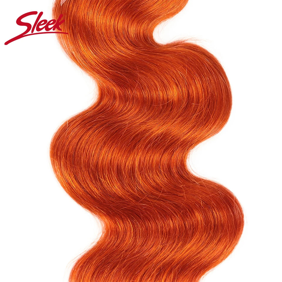 Sleek Brazilian Hair Weave Bundles Body Wave Bundles Blonde Hair Bundles 100% Remy Orange Human Hair Extension 3/4 Bundles