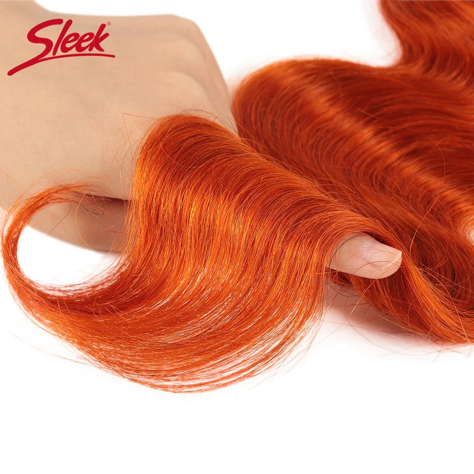 Sleek Brazilian Hair Weave Bundles Body Wave Bundles Blonde Hair Bundles 100% Remy Orange Human Hair Extension 3/4 Bundles