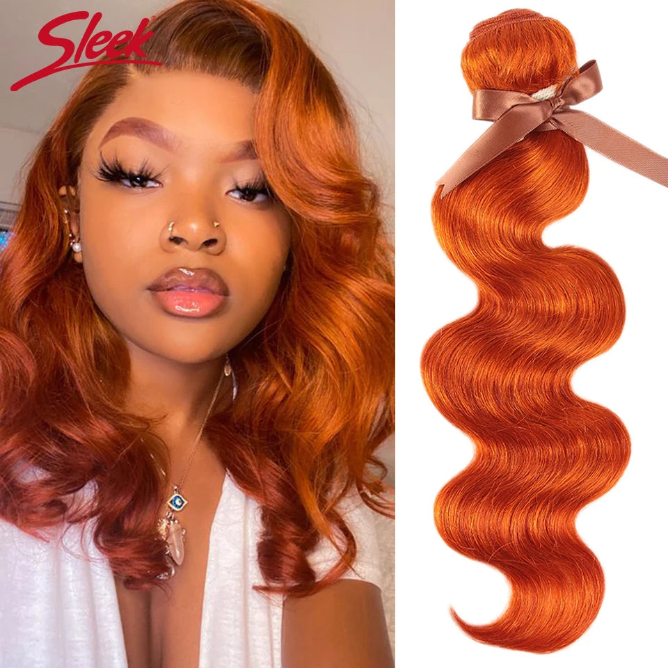 Sleek Brazilian Hair Weave Bundles Body Wave Bundles Blonde Hair Bundles 100% Remy Orange Human Hair Extension 3/4 Bundles