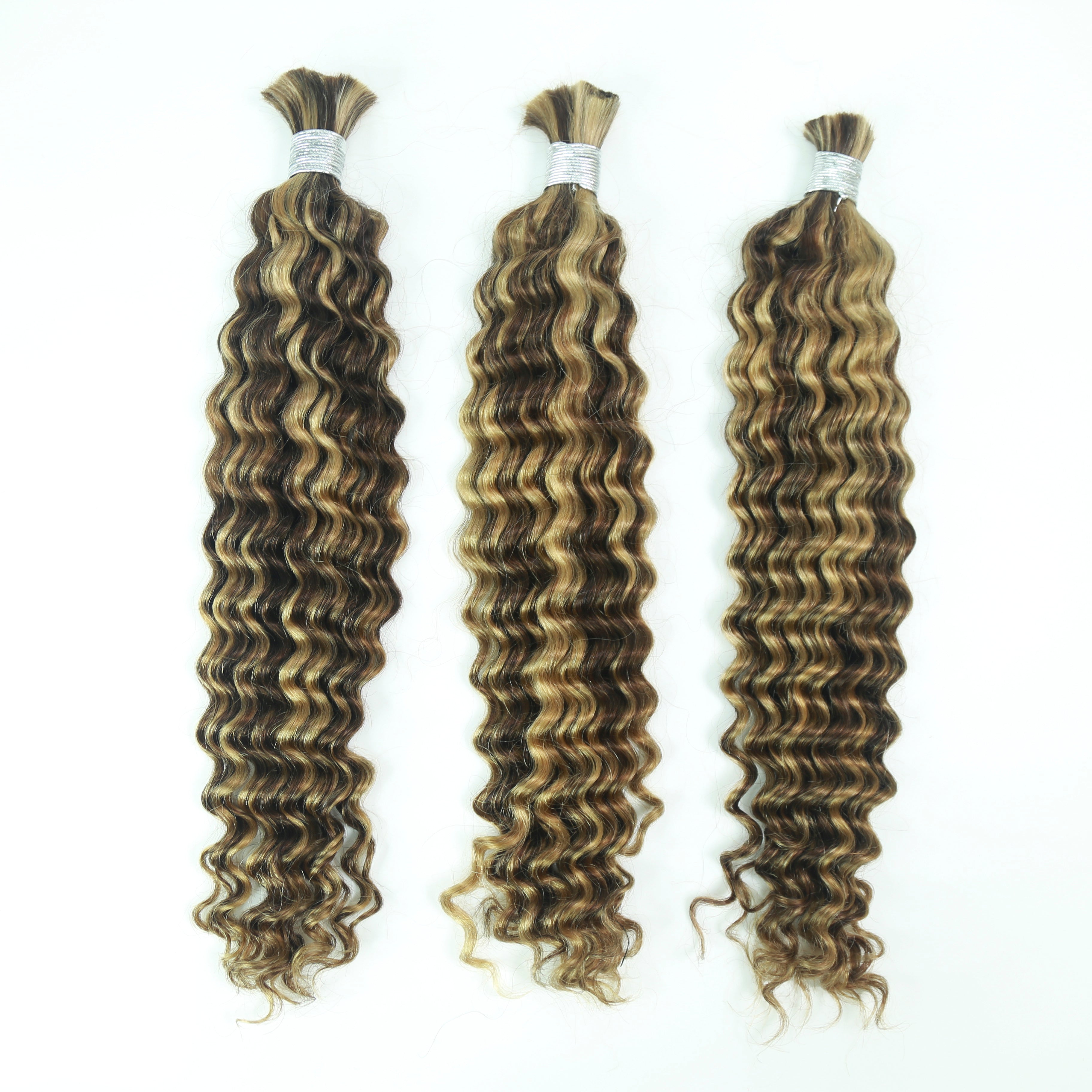 XBLhair Braiding Hair 4-27 Colored Deep Wave Braiding Hair Bulk Human Hair for Braiding