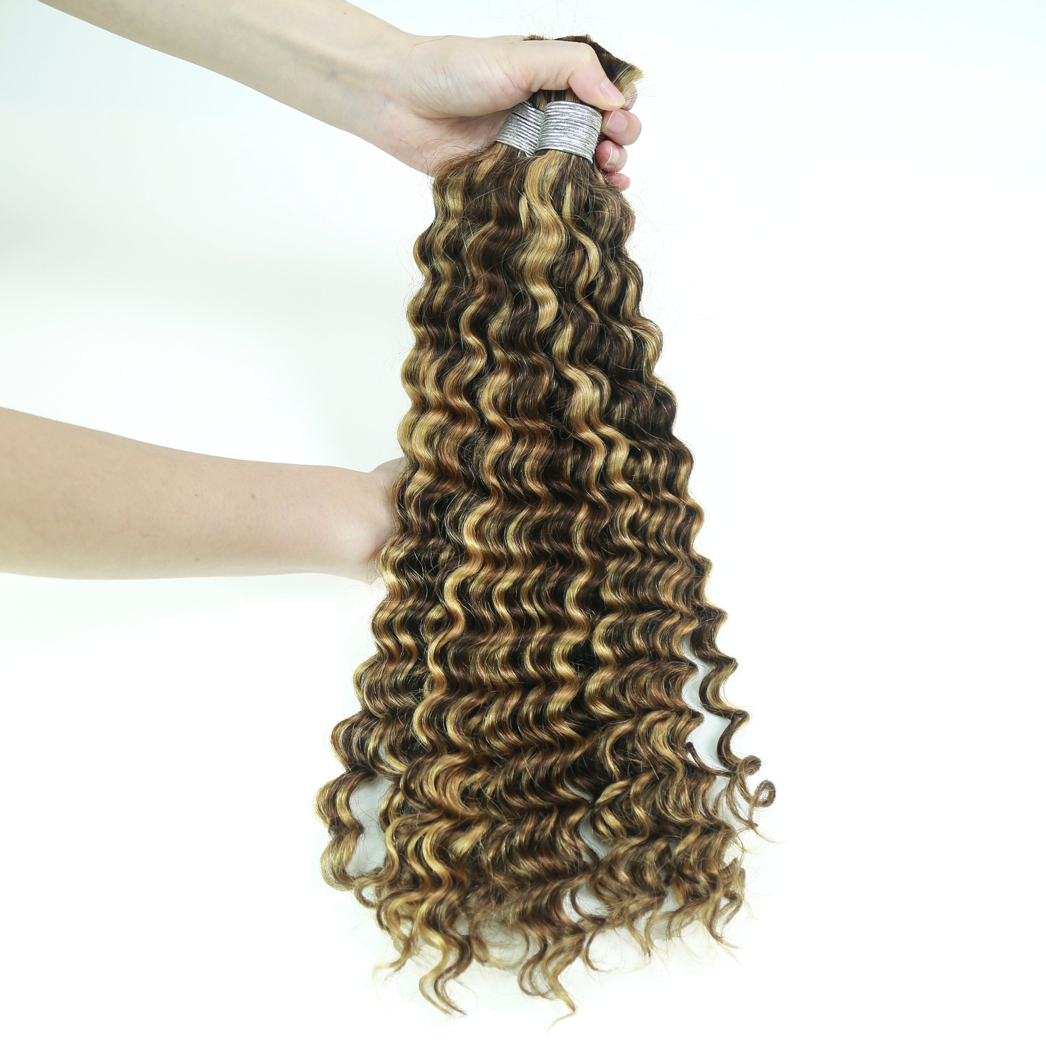 XBLhair Braiding Hair 4-27 Colored Deep Wave Braiding Hair Bulk Human Hair for Braiding