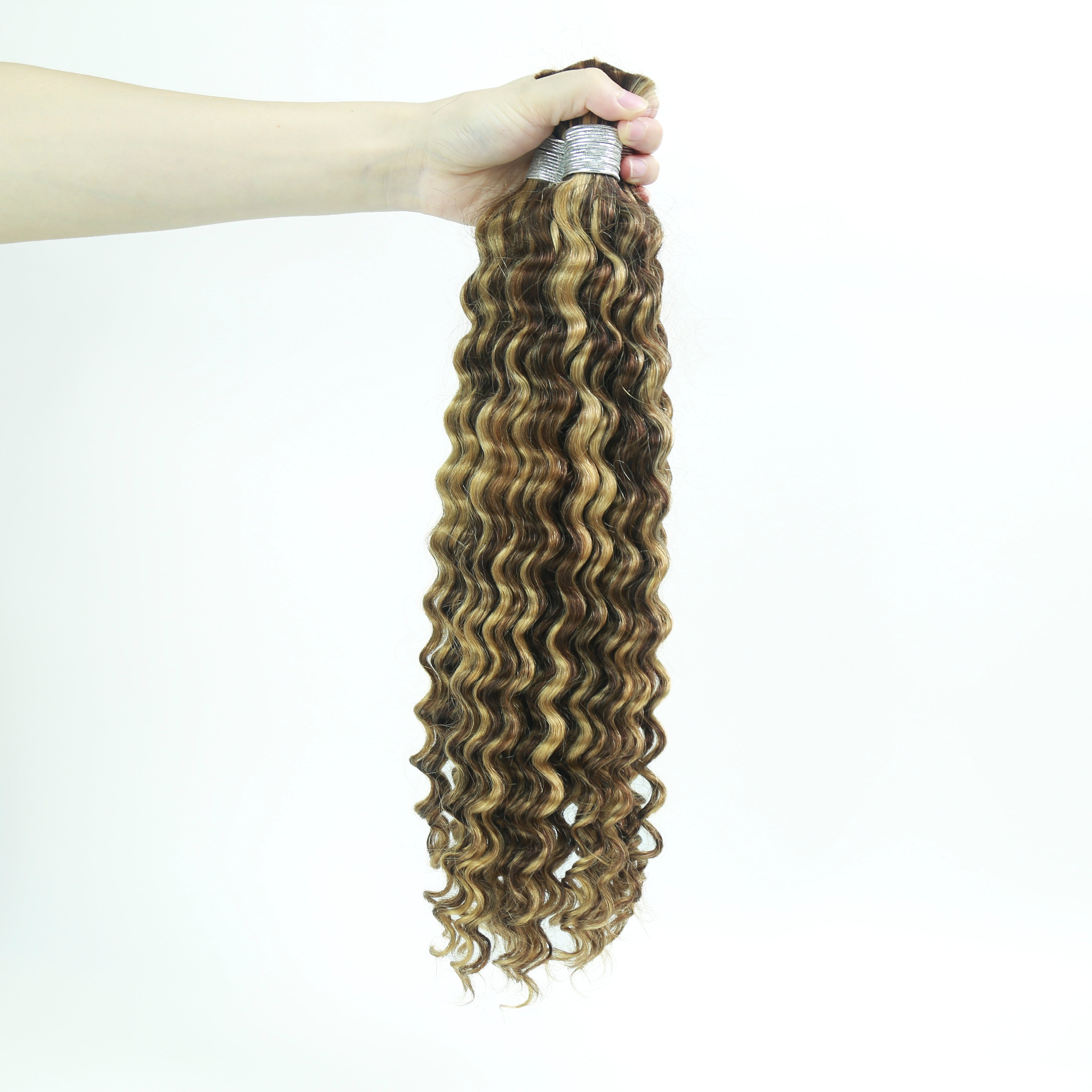 XBLhair Braiding Hair 4-27 Colored Deep Wave Braiding Hair Bulk Human Hair for Braiding