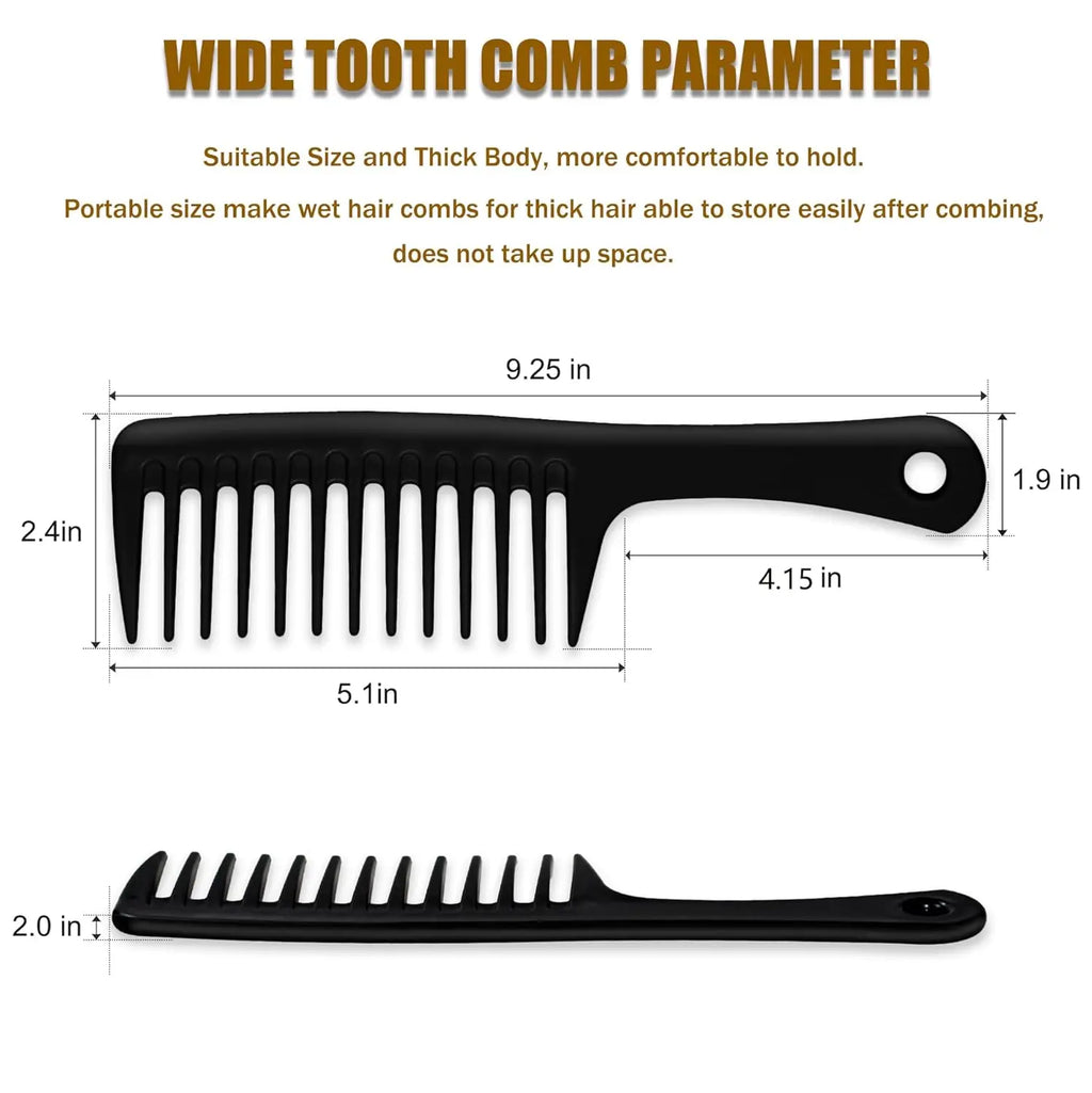 4pc Large Wide Tooth Comb Detangling Wet or Dry Combs for Shower, Hair Styling Brush for Natural, Curly, Long Hair for Women&Man