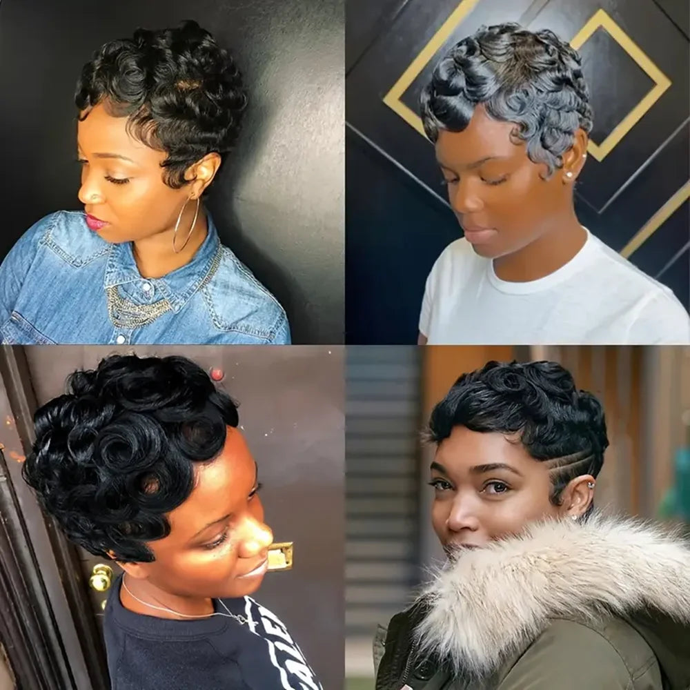 6inch Short Bob Wig Loose Curly 100% Human Hair Wig Lace Frontal 13x4 Human Hair Wigs 180% Density Natural Color for Black Women