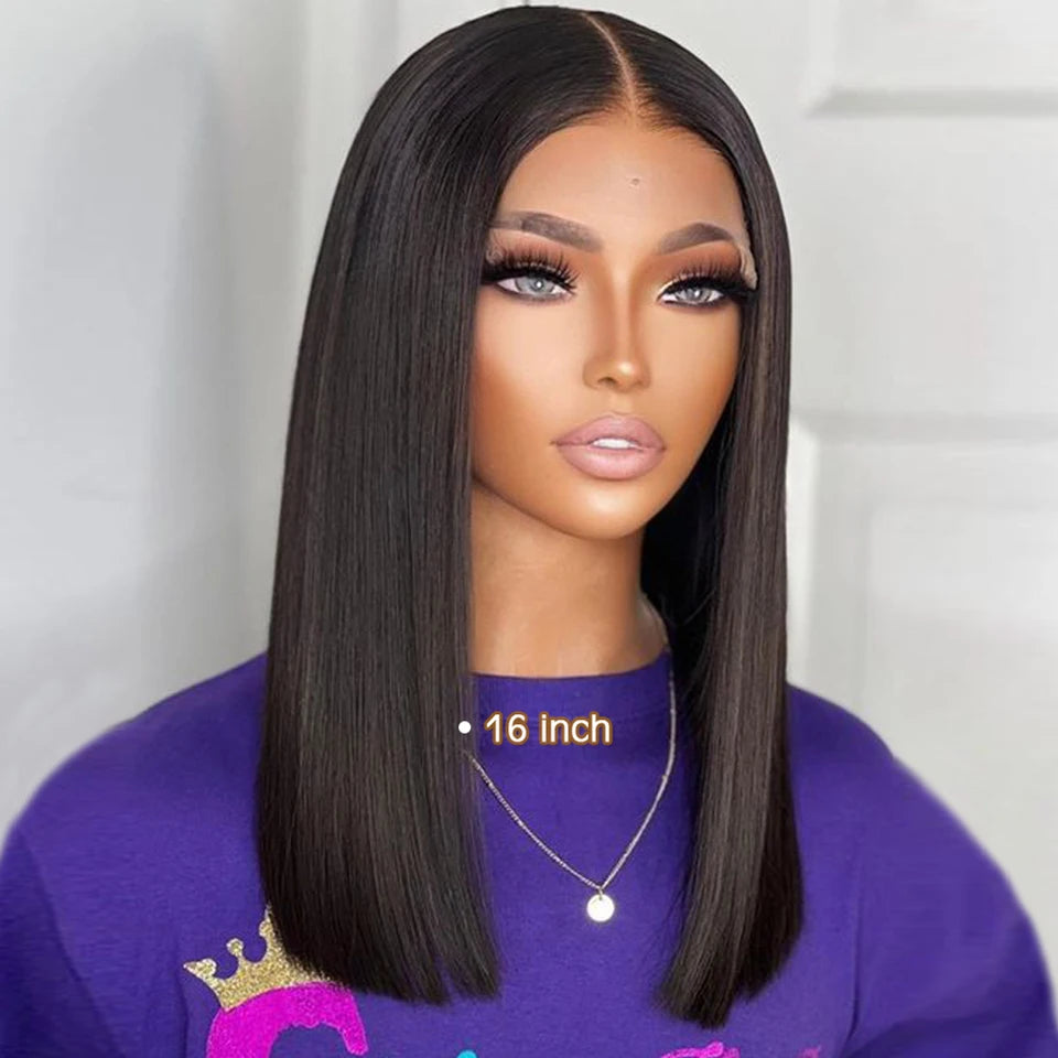 Peruvian Short Brown Color Bob Wig Straight Lace Front Human Hair Wigs For Women Reddish Brown #33 Lace Part Wig With Baby Hair