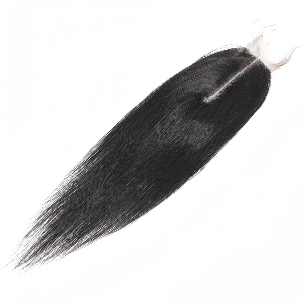 Brazilian 2x6 Lace Closure Kim K Transparent Lace Remy Human Hair Straight Black Woman Pre Plucked Natural Black Color