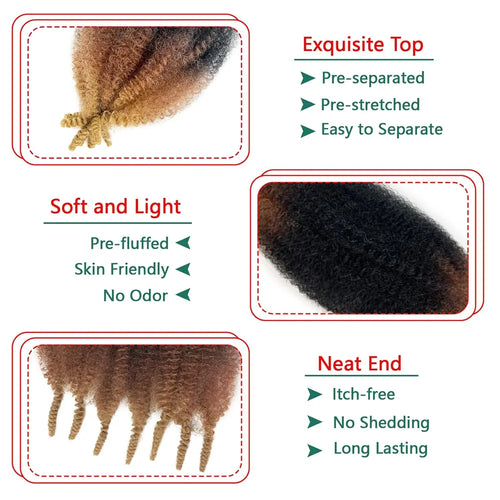 16/24inch Synthetic Pre-Separated Springy Afro Twist Hair Marley Hair Pre-Fluffy Natural Curls Perfect for Marley Crochet Hair