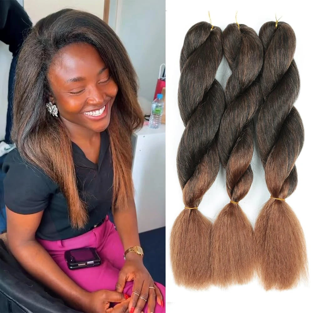 26inch Vixen Crochet Bulk Hair Synthetic Jumbo Braiding Hair Fluffy Kinky Straight Crochet Braids for Women Girls Hair Extension
