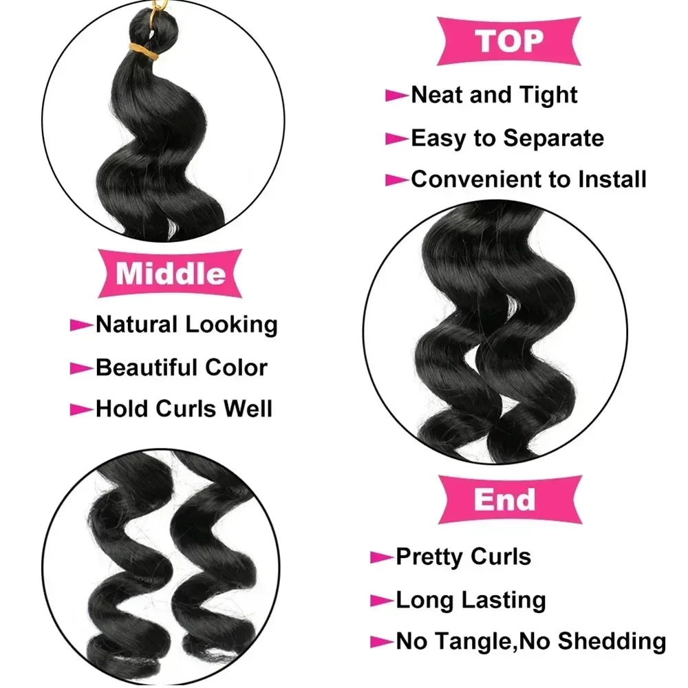 Synthetic Loose Wave Crochet Hair 12 Inch French Loose Curled Body Wave Woven Hair Water Wave Women's Wig Monochrome Mixed Color