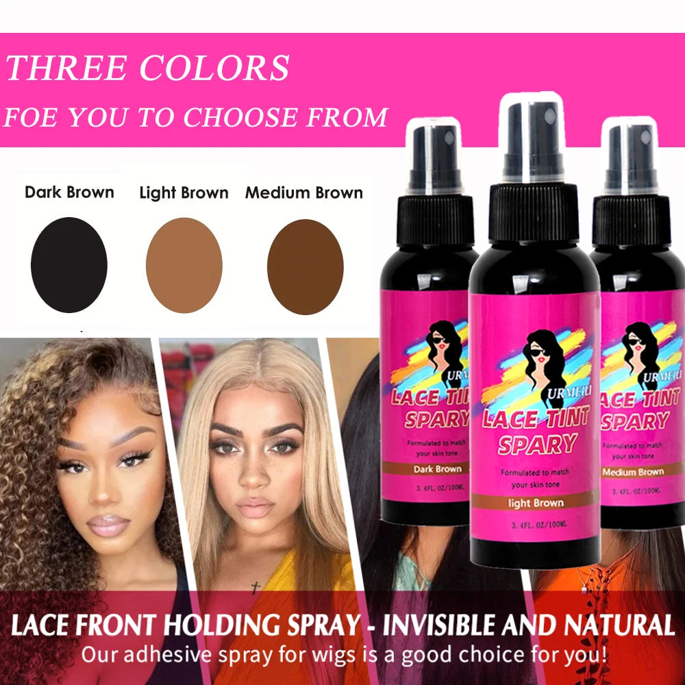 Lace Tint Spray for Wigs Tinted Melting Spray for Lace Grids Quick Drying Wig Knot Concealer 3.38 oz (100ml)
